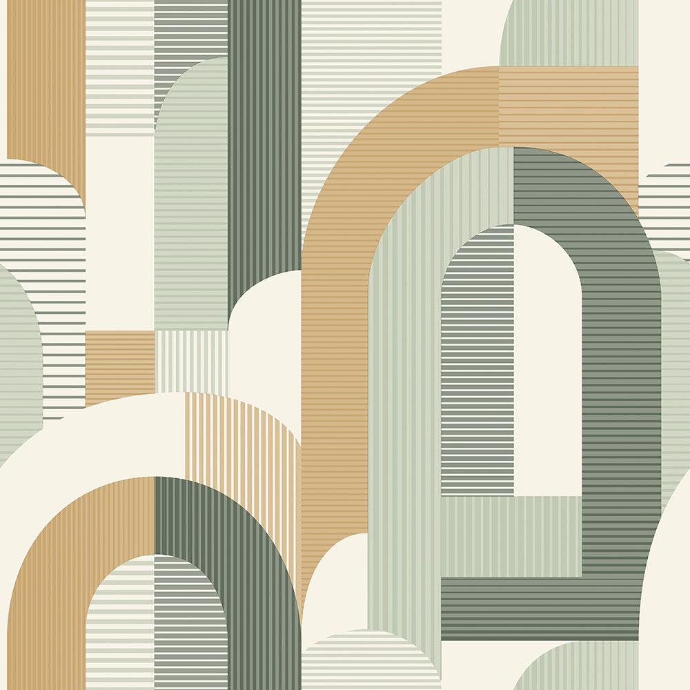 Green wallpaper, Art Deco style MN3609, Maison, Grandeco