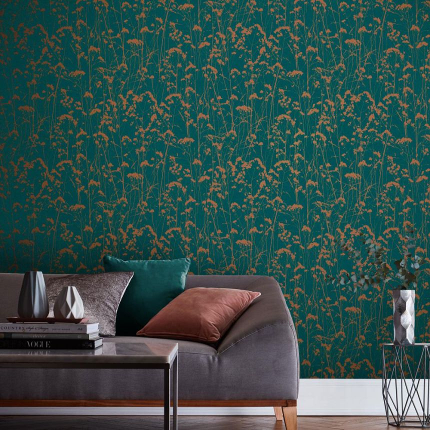 Turquoise meadow flowers wallpaper 105459, Reclaim, Graham&Brown